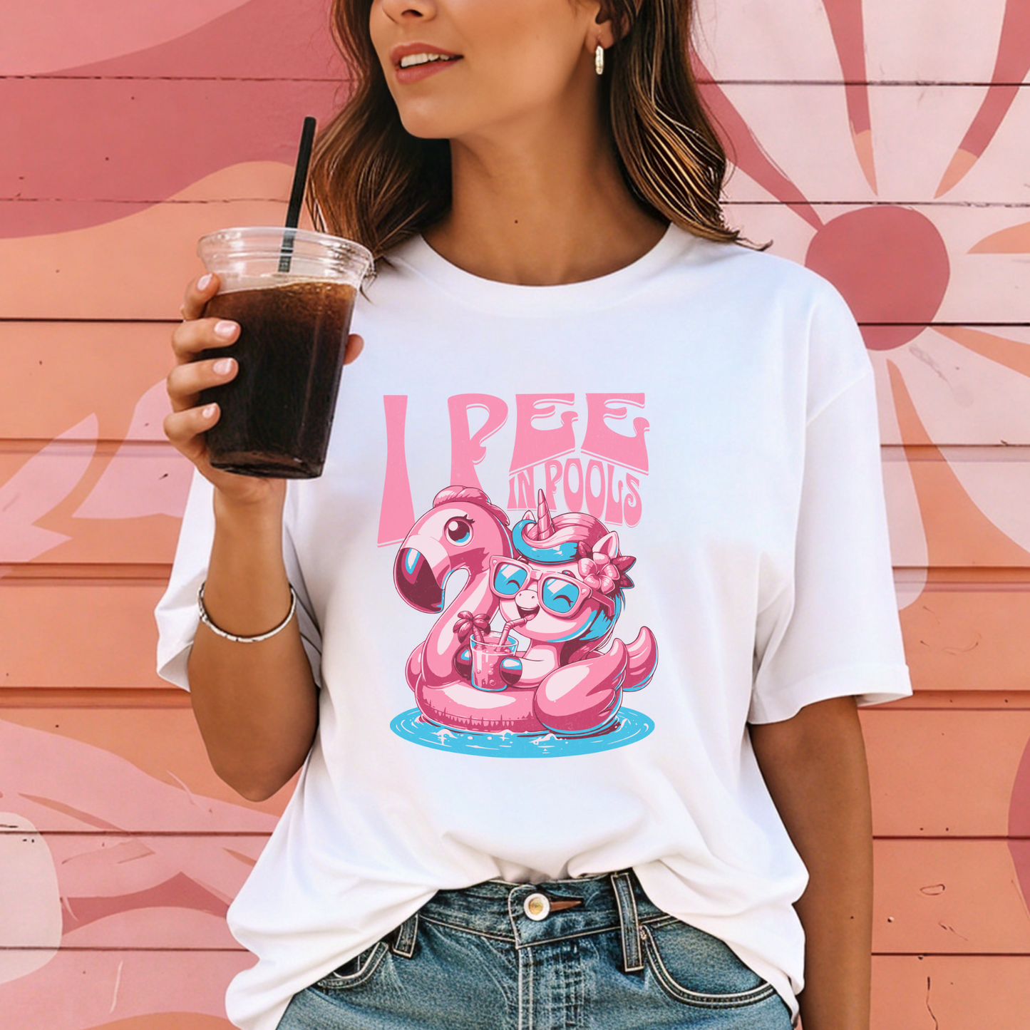 I Pee In Pools Tee – Funny Retro Flamingo Float Shirt
