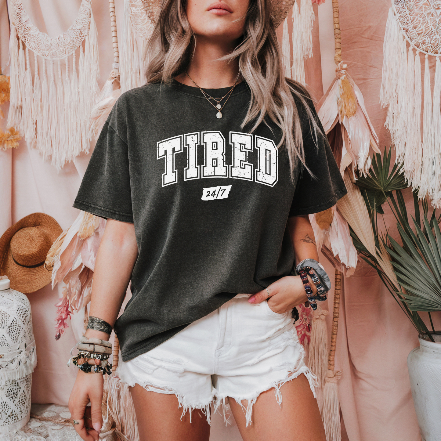 Tired 24/7 Shirt – Funny Exhausted Graphic Tee on Comfort Colors