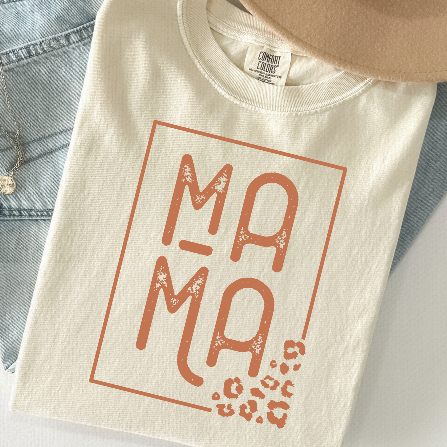 Leopard Mama Tee – Comfort Colors® Modern Minimalist Mom Shirt