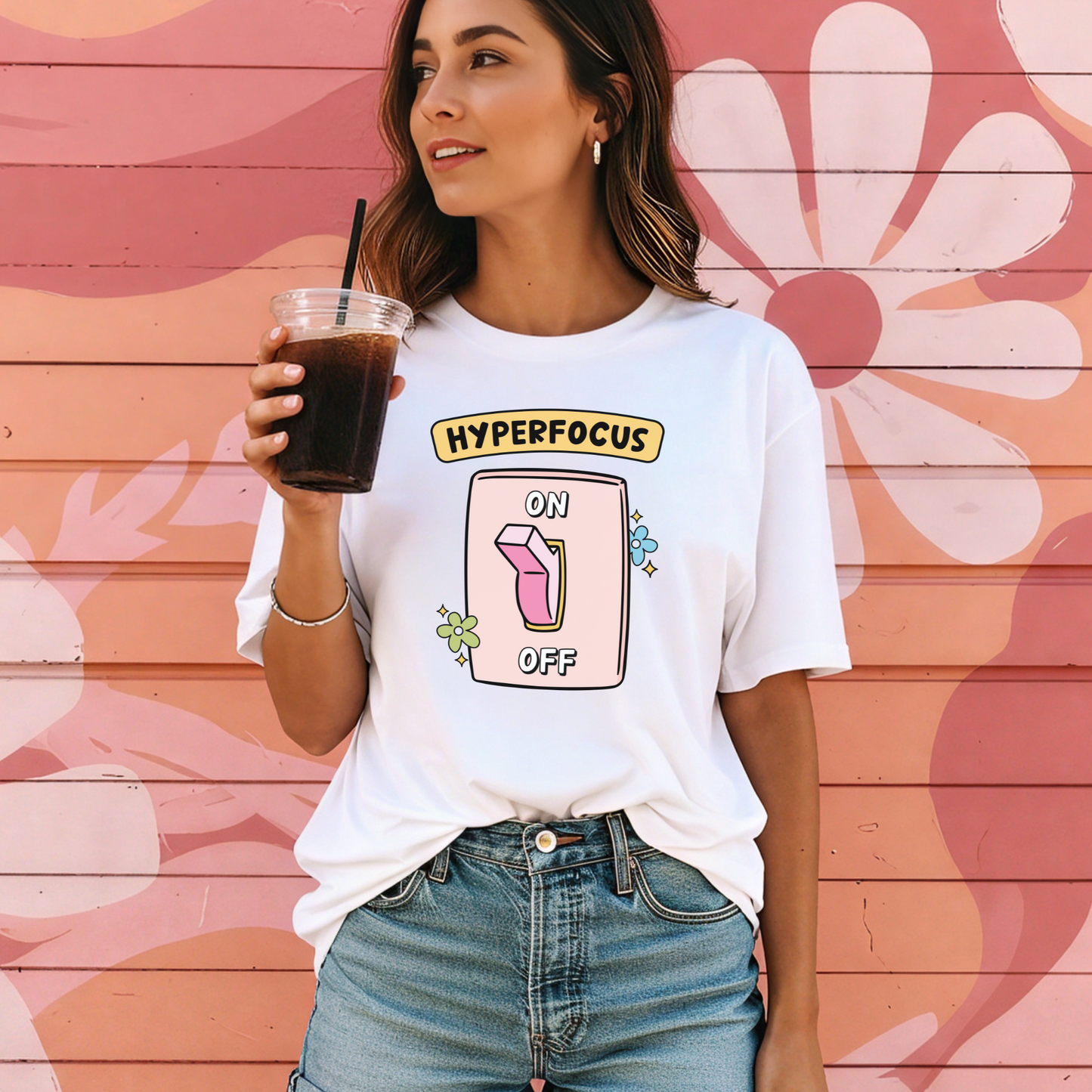 Hyperfocus Tee – Funny Neurodivergent Comfort Colors Shirt, ADHD Graphic Tee, Pink Pastel Mental Health T-Shirt
