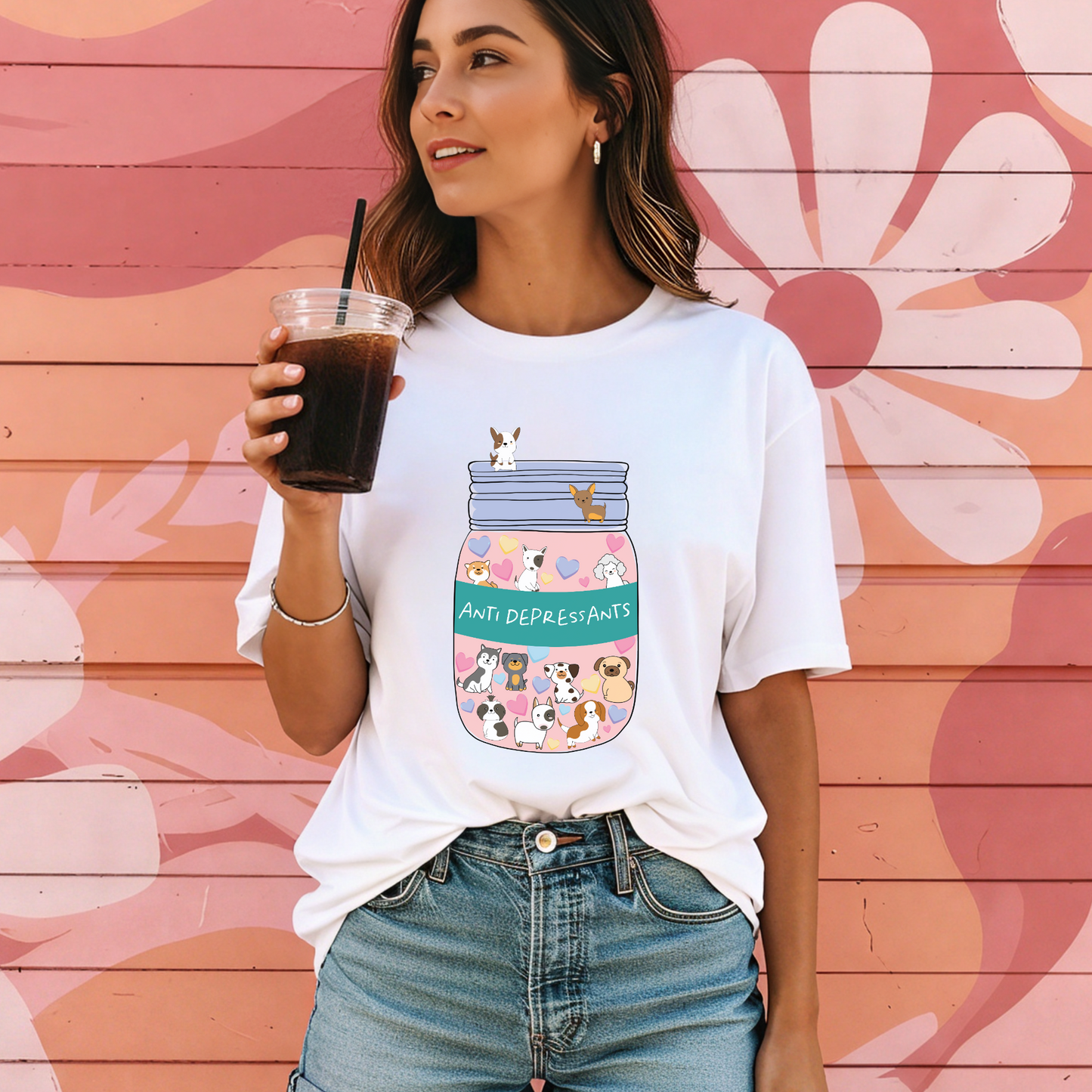 Anti-Depressants Tee – Funny Dog Comfort Colors Shirt, Mental Health Humor T-Shirt, Pastel Emotional Support Dog Graphic Tee