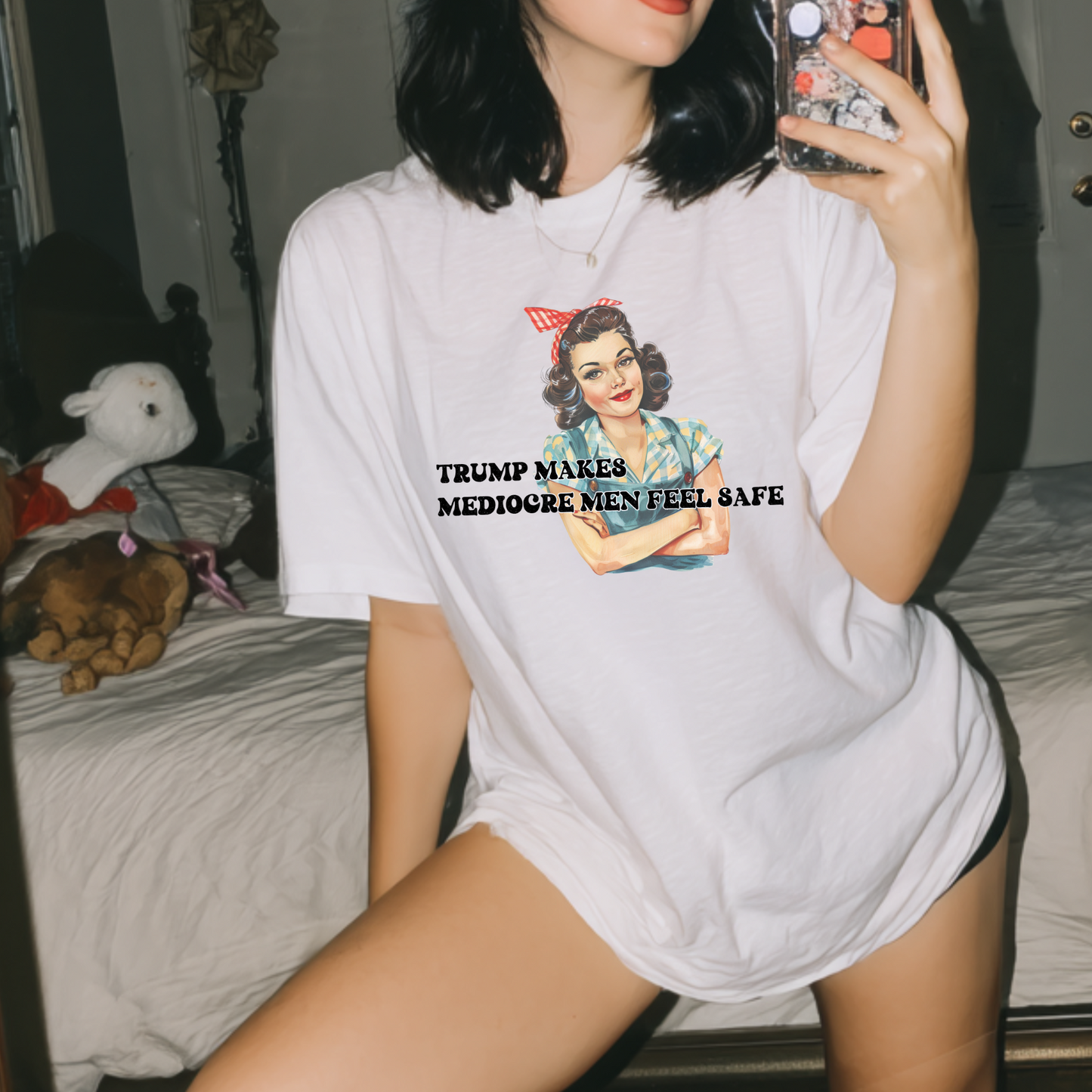 Trump Makes Mediocre Men Feel Safe Shirt – Retro Feminist Tee | Comfort Colors