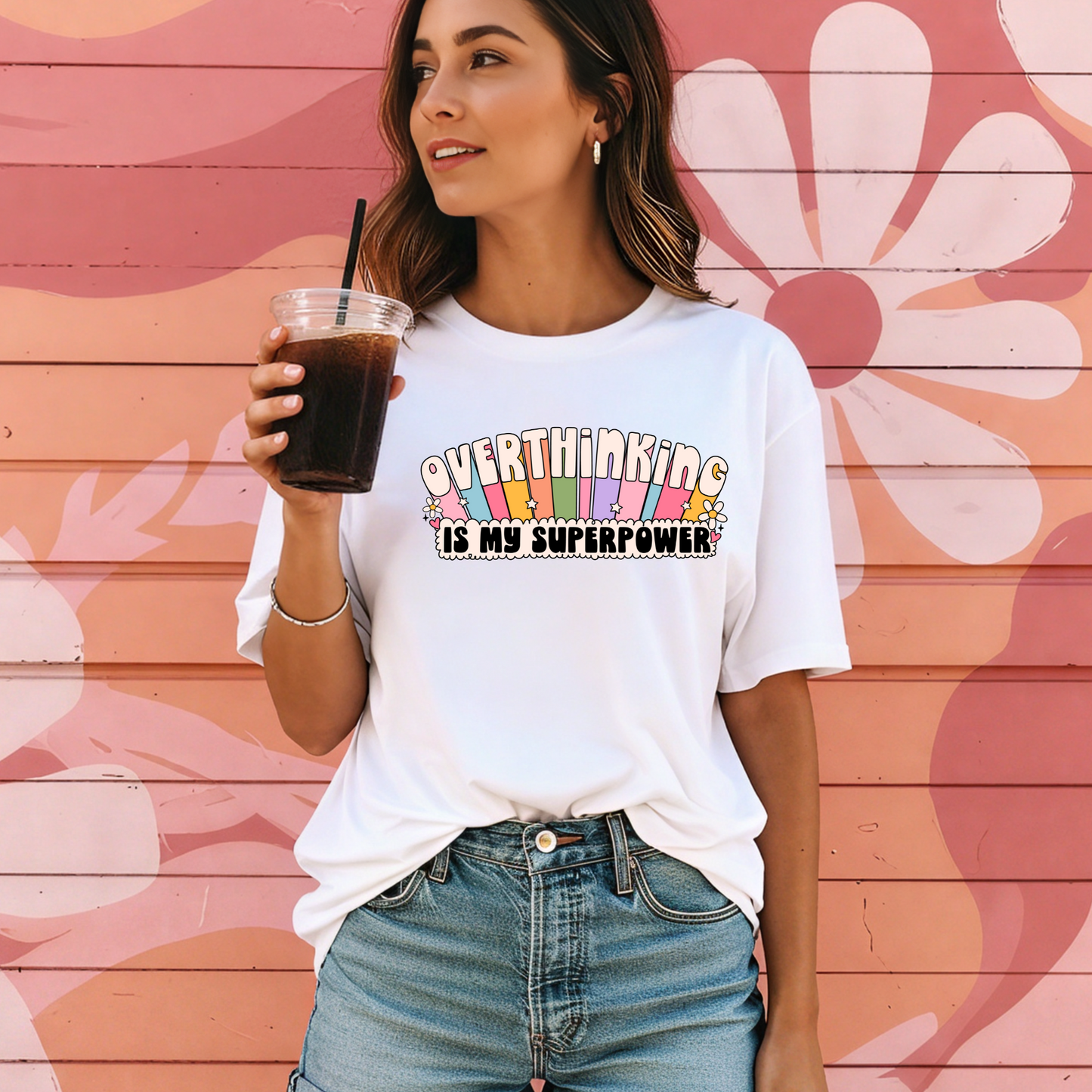 Overthinking Is My Superpower Tee – Funny Comfort Colors Shirt, Pastel Mental Health Graphic Tee