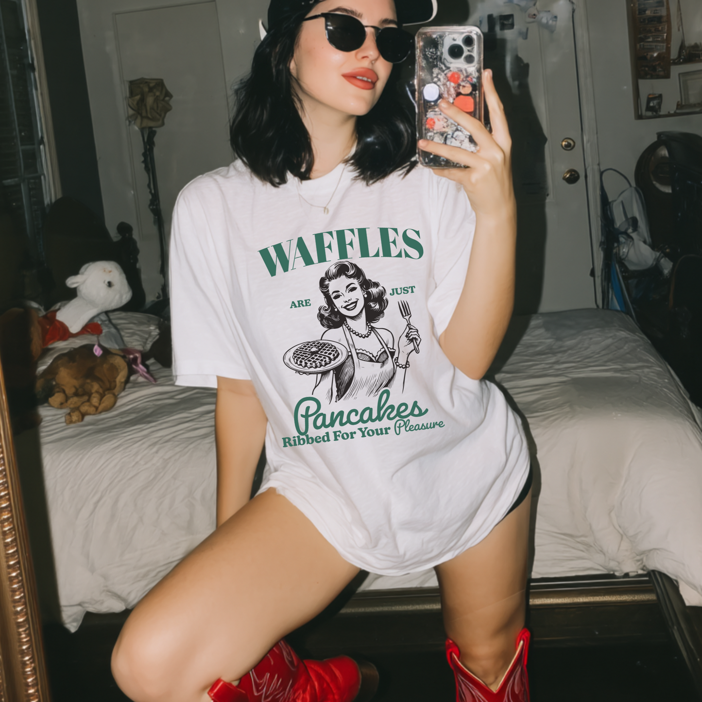 Waffles Are Just Pancakes Tee – Funny Retro Brunch Shirt | Comfort Colors