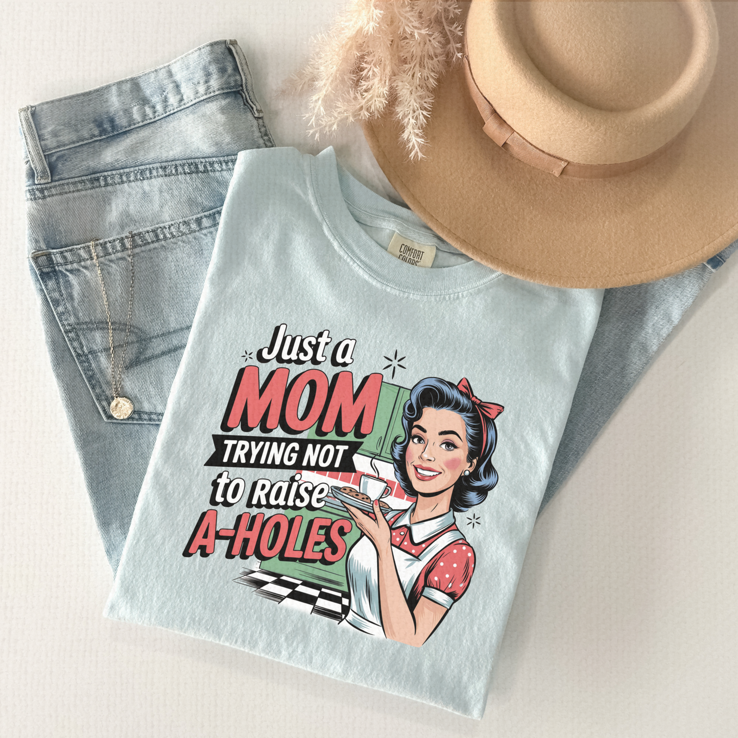 Just a Mom Tee – Retro Funny Comfort Colors Graphic Shirt