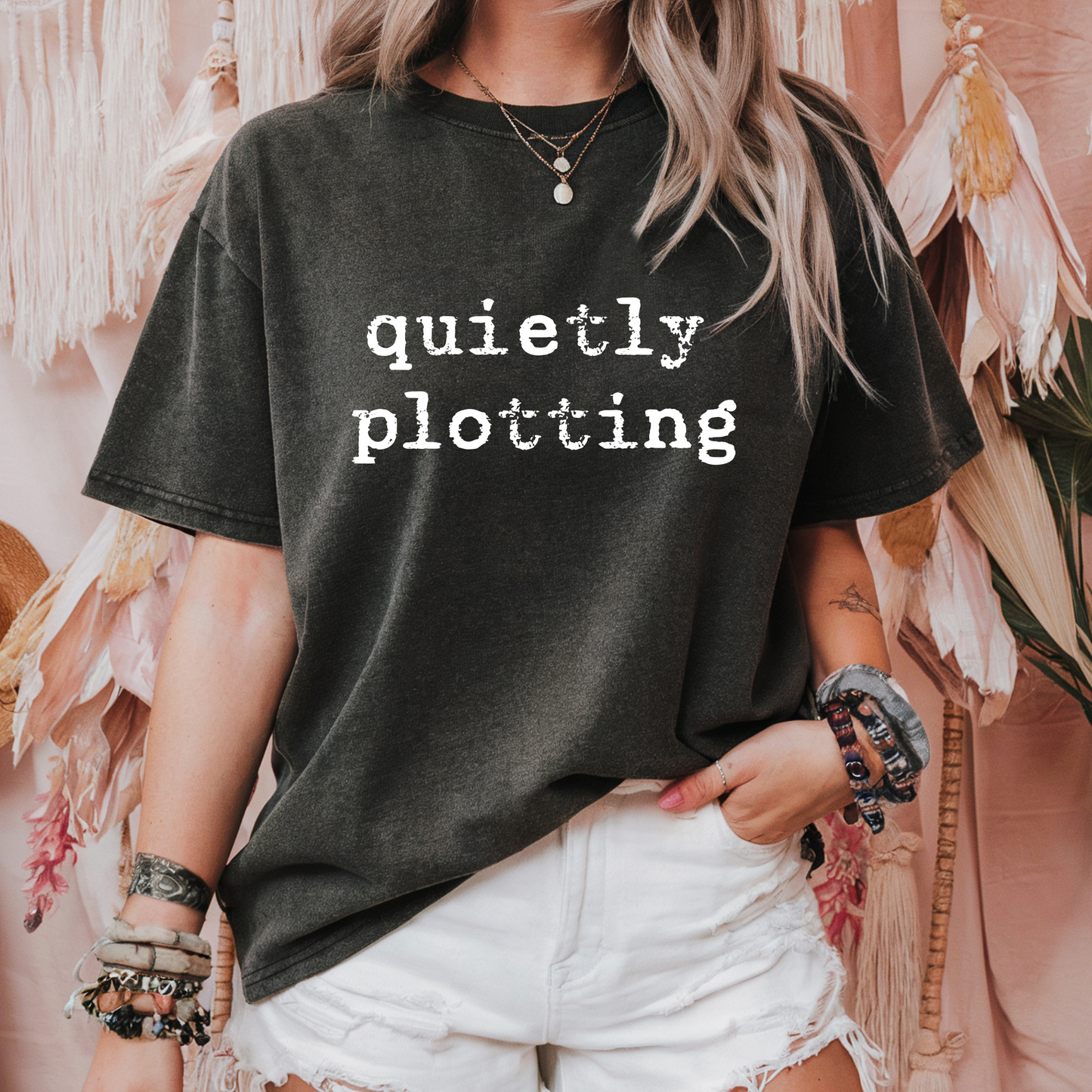 Quietly Plotting Comfort Colors Tee – Funny Moody Shirt, Sarcastic One Word Tee, Soft Graphic T-Shirt for Passive-Aggressive Icons