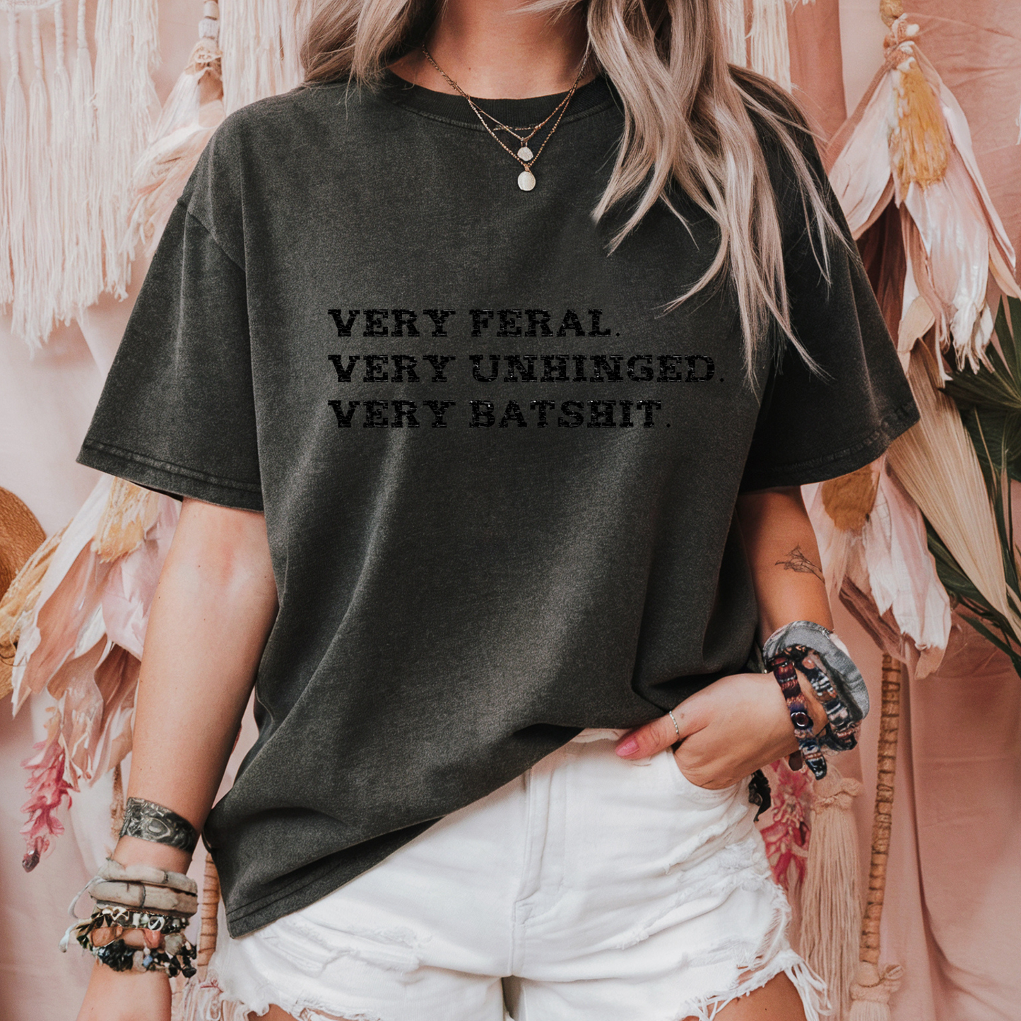 Very Feral Comfort Colors Tee – Funny Unhinged Shirt, Chaotic Energy Graphic Tee, Bold Batshit T-Shirt for Hot Messes & Main Characters