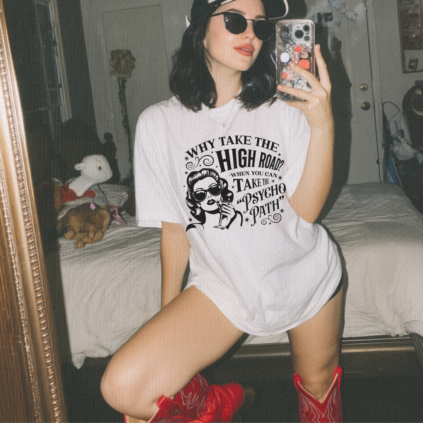 Why Take the High Road Tee – Funny Psycho Path Shirt | Retro Comfort Colors