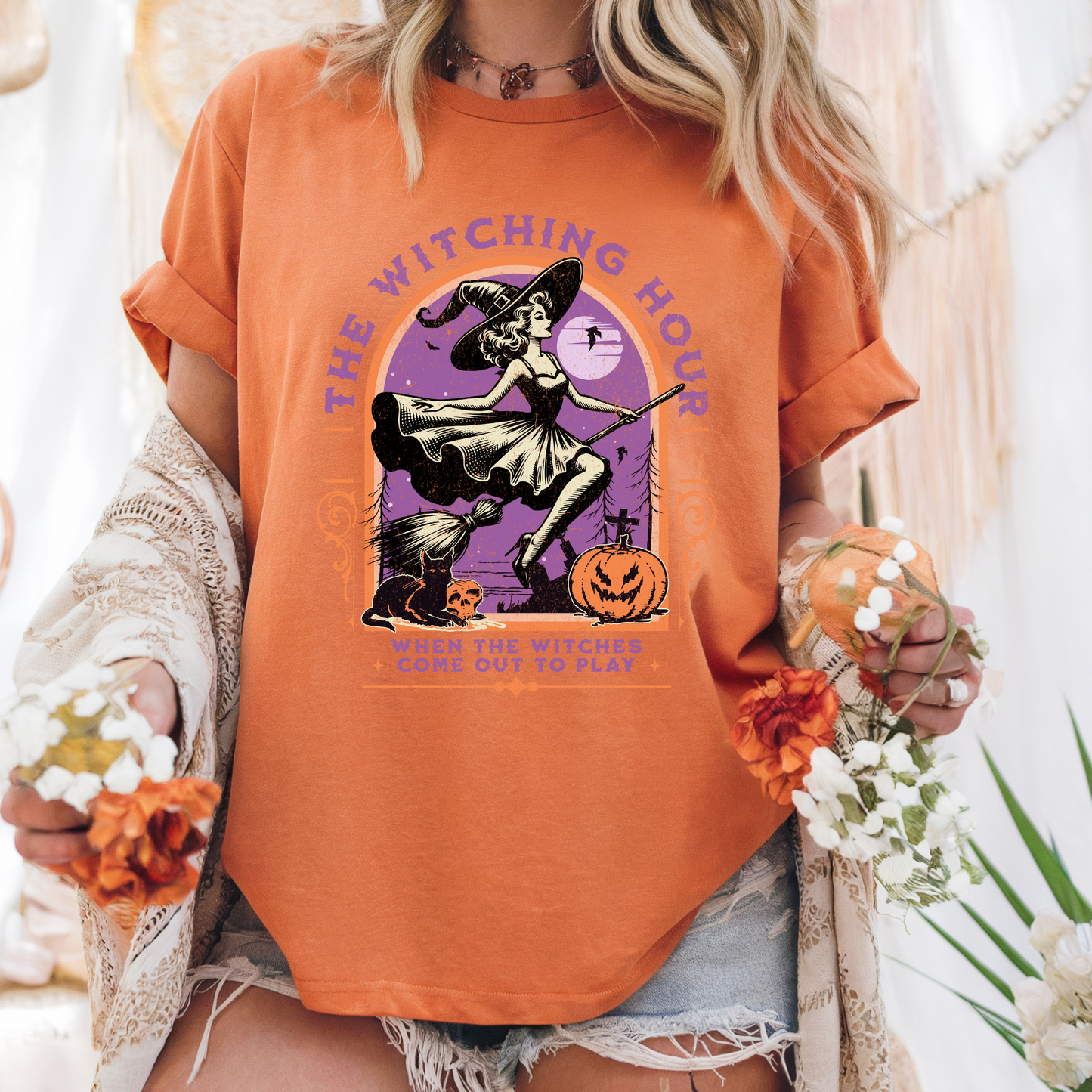 The Witching Hour Tee – Retro Halloween Witch Shirt | Comfort Colors