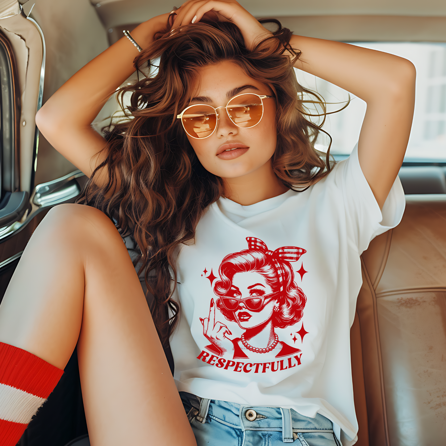 Pin-Up With a Point Tee – Retro Feminist Shirt, Middle Finger Graphic, Comfort Colors