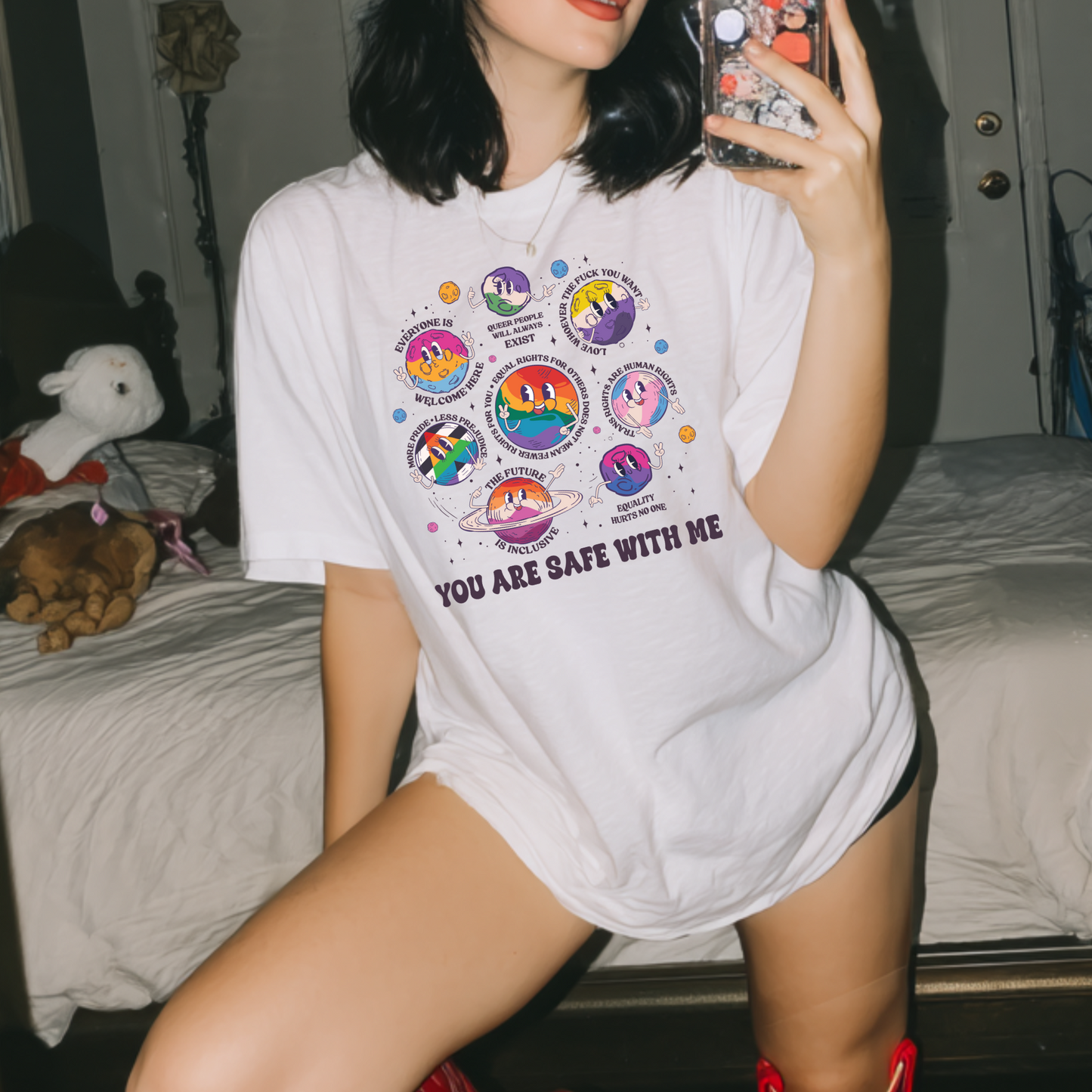 You Are Safe With Me Tee – Comfort Colors Pride Shirt – Inclusive LGBTQ+ Graphic Tee – Equality Shirt – Queer Rights Are Human Rights