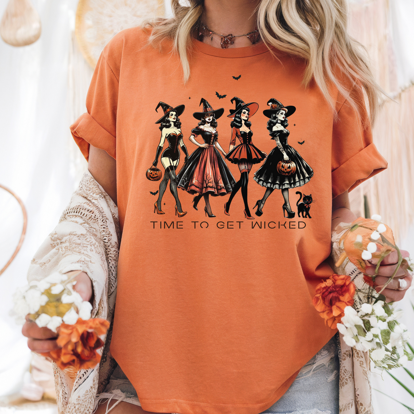 Time to Get Wicked Tee – Retro Witch Squad Halloween Shirt | Comfort Colors