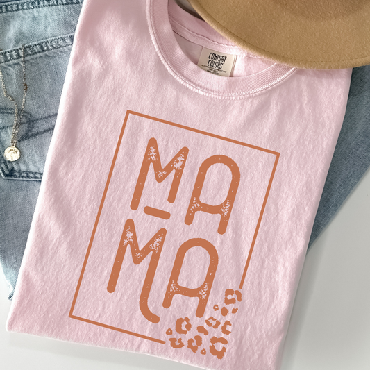 Leopard Mama Tee – Comfort Colors® Modern Minimalist Mom Shirt