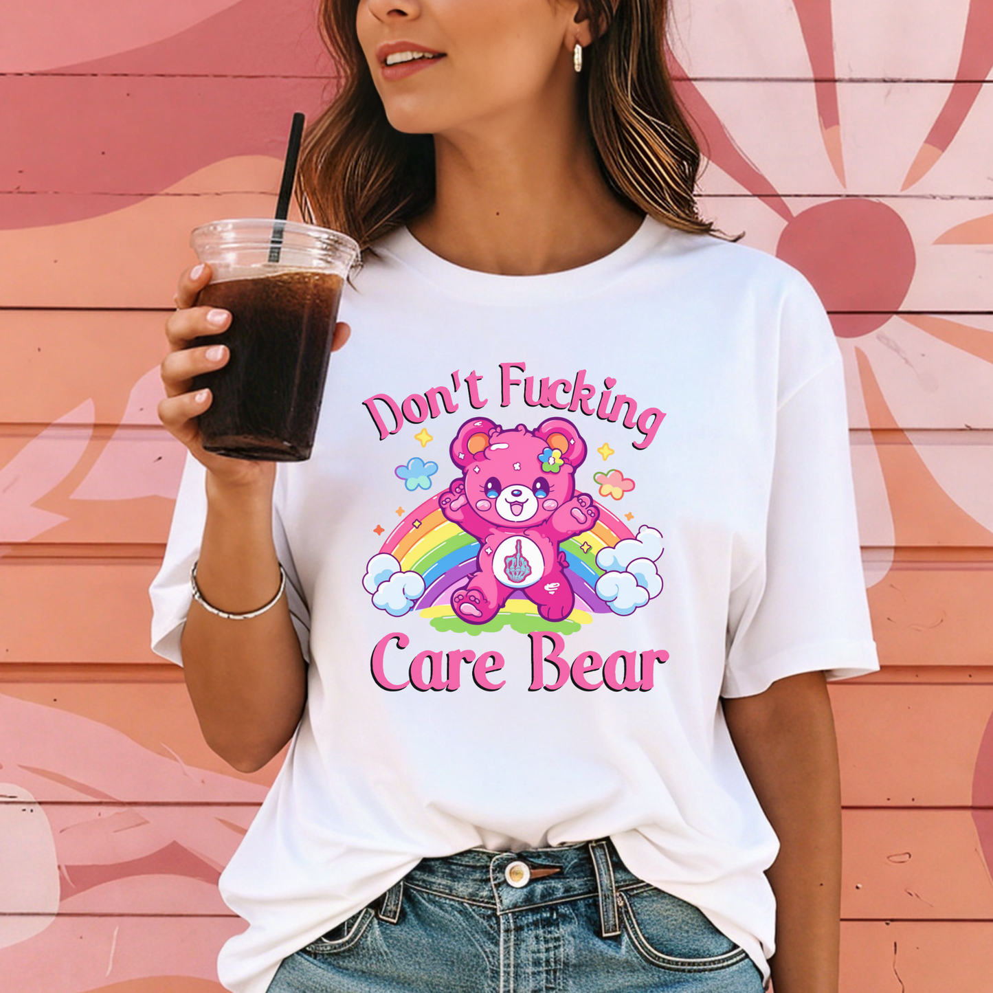 Don’t F***ing Care Bear Shirt – Funny Sarcastic Comfort Colors Tee | Cute but Unbothered Graphic