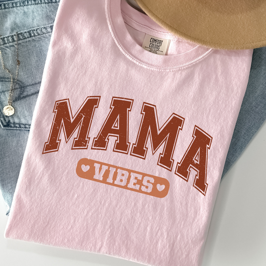 Mama Vibes Shirt – Retro Distressed Mom Tee | Comfort Colors Graphic Shirt