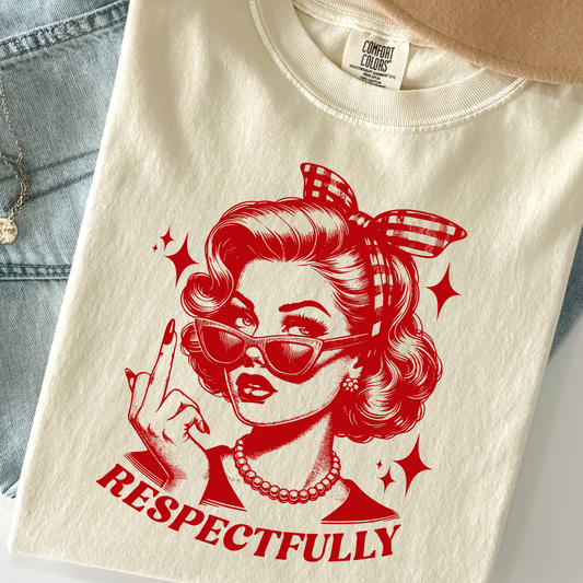 Pin-Up With a Point Tee – Retro Feminist Shirt, Middle Finger Graphic, Comfort Colors