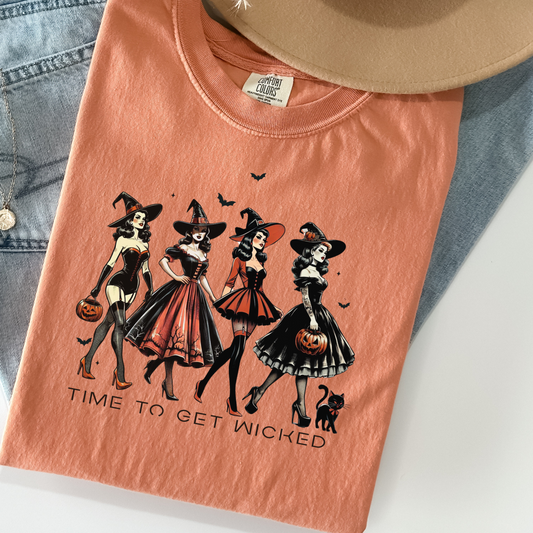 Time to Get Wicked Tee – Retro Witch Squad Halloween Shirt | Comfort Colors
