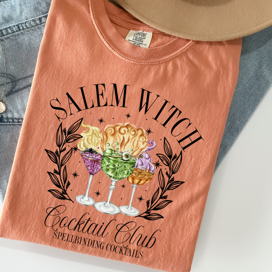 Salem Witch Cocktail Club Shirt – Halloween Drinking Tee – Spellbinding Cocktails Comfort Colors T-Shirt