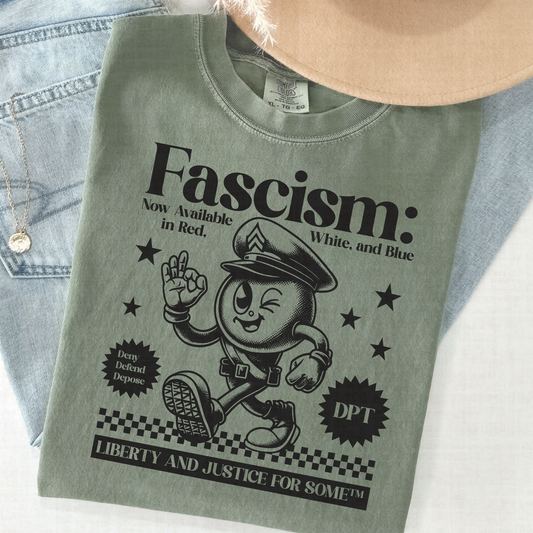 Fascism Red White and Blue Shirt – Political Protest Tee – Anti-Fascist Comfort Colors Shirt – Vintage Cartoon Political Shirt