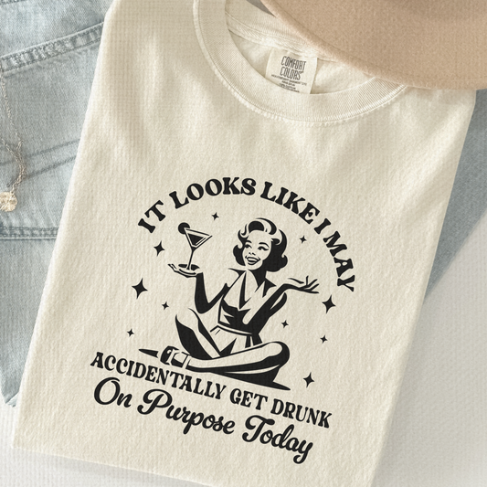 Accidentally Get Drunk Tee – Funny Retro Cocktail Shirt | Comfort Colors