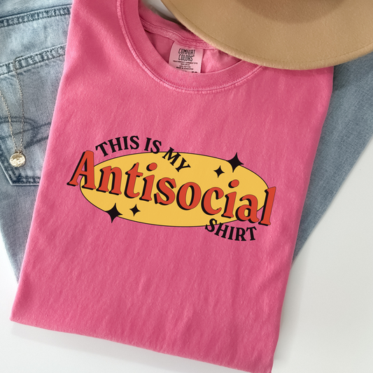 This Is My Antisocial Shirt – Funny Graphic Comfort Colors Tee, Pastel Introvert Shirt, Sarcastic Anti-People Tee