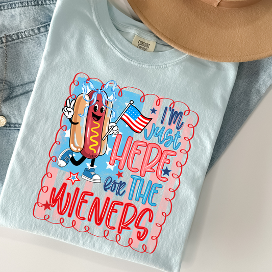 I’m Just Here for the Wieners Shirt – Funny Hot Dog Tee – Patriotic Comfort Colors Graphic T-Shirt