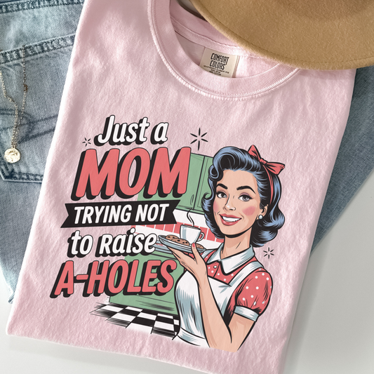Just a Mom Tee – Retro Funny Comfort Colors Graphic Shirt