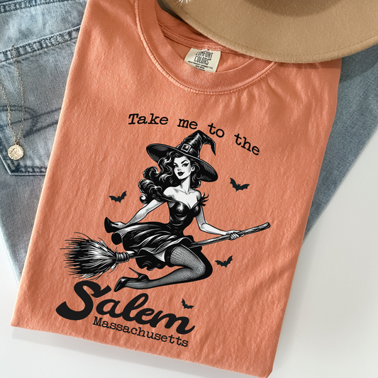 Take Me to Salem Tee – Vintage Witch Halloween Shirt | Comfort Colors
