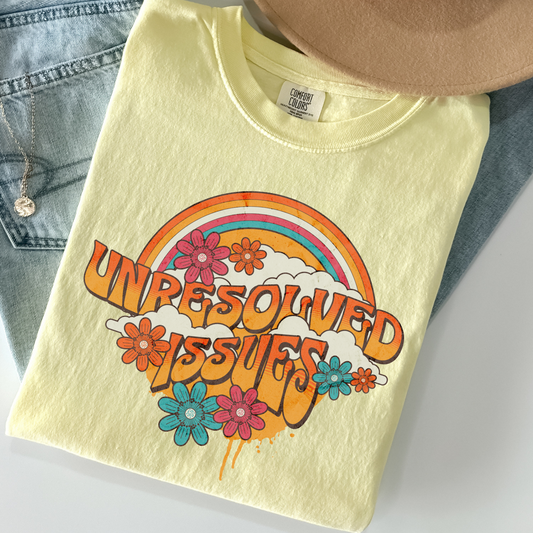 Unresolved Issues Tee – Retro Rainbow Comfort Colors Shirt, Funny Mental Health Graphic Tee