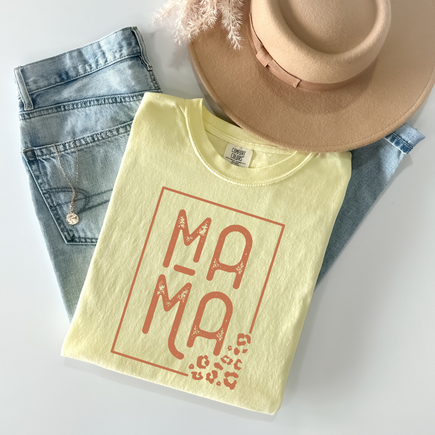 Leopard Mama Tee – Comfort Colors® Modern Minimalist Mom Shirt
