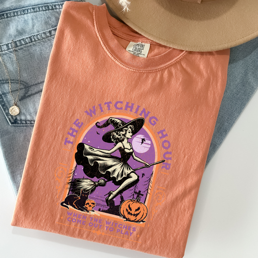 The Witching Hour Tee – Retro Halloween Witch Shirt | Comfort Colors