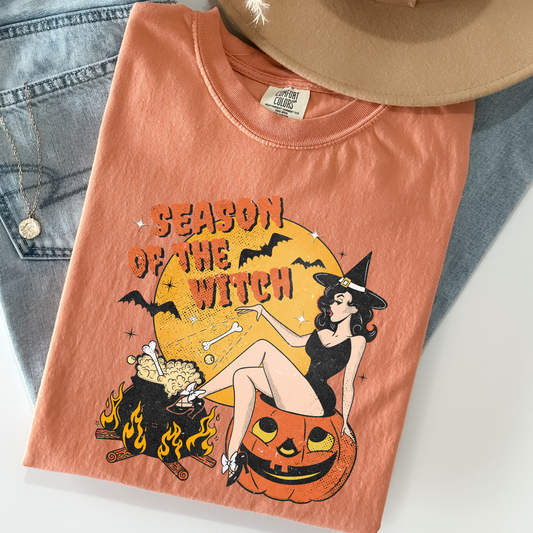 Season of the Witch Tee – Retro Pin-Up Halloween Shirt - Comfort Colors