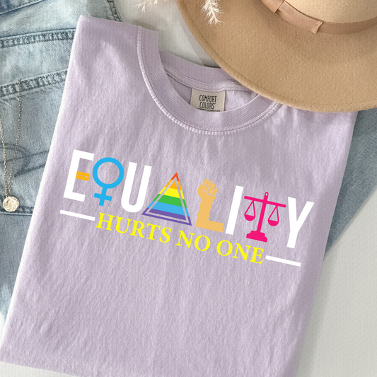 Equality Hurts No One Tee – Rainbow Comfort Colors LGBTQ+ Pride Shirt, Feminist & Ally Graphic T-Shirt