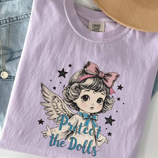 Protect the Dolls Tee – Vintage Angel Comfort Colors Shirt for Queer Allies & Feminist Babes