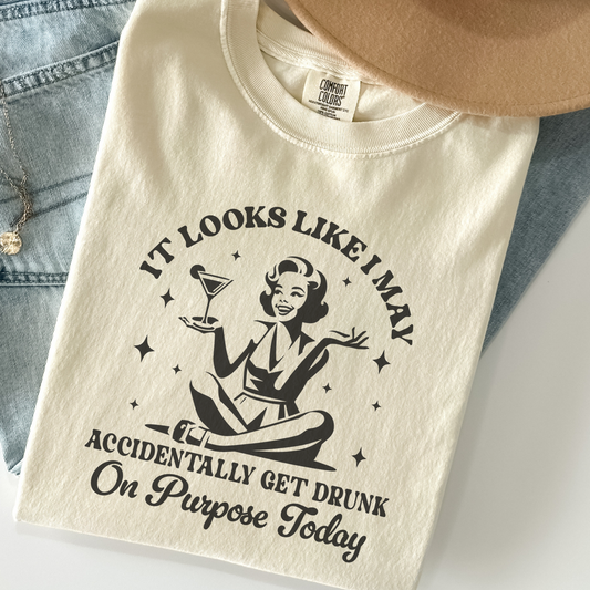 Accidentally Drunk On Purpose Tee – Comfort Colors® Retro Humor Shirt