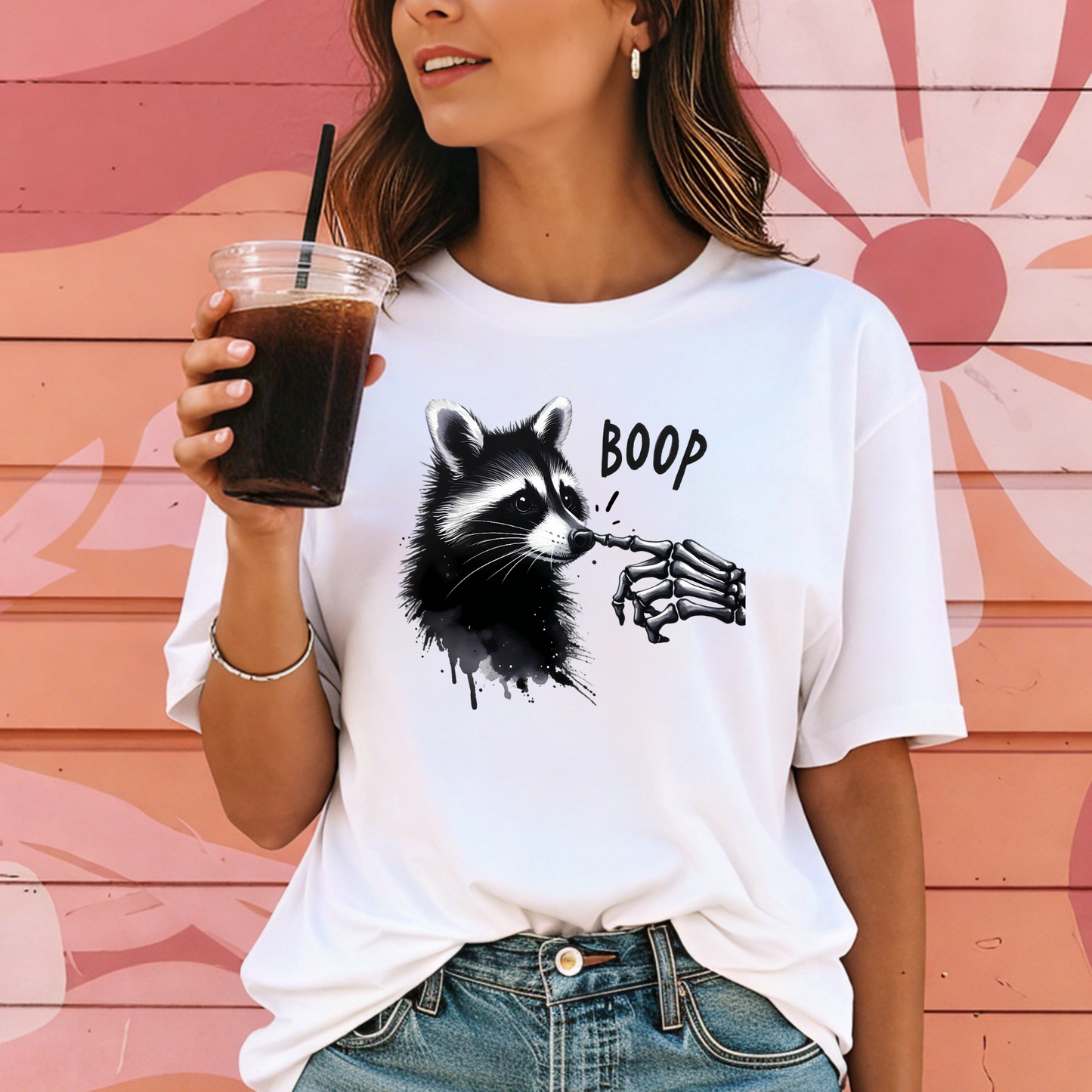 Boop Raccoon Shirt – Funny Skeleton & Raccoon Graphic Tee | Comfort Colors Weird Cute Vibes